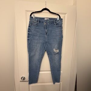 Fashion Nova Light Blue Distressed Skinny Jeans